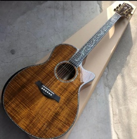 Custom All KOA Wood 40 Inch PS14 Type Cutaway Acoustic Guitar Abalone Tree of Life Ebony with Customized Logo on Headstock​