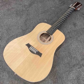 Custom 12 Strings Solid Spruce Top Acoustic Guitar in Natural Color