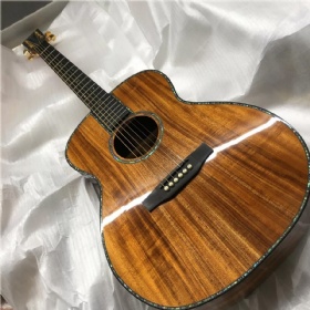 Custom MT Style 40 Inch OM Body All Koa Wood Acoustic Guitar Abalone Binding Ebony Fingerboard Accept Guitar OEM