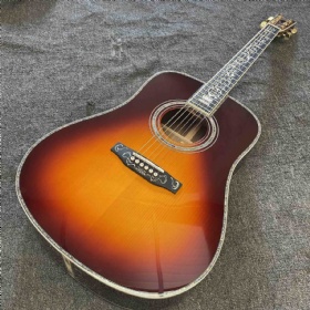 Custom semi-hollow dreadnought D body electric acoustic guitar solid spruce top instrument guitar