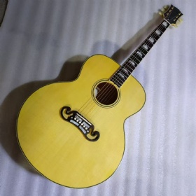 Custom order AAAAA 5A all solid wood jumbo acoustic guitar amber color solid flamed maple back side parlor guitar