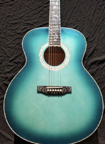 Custom all solid wood with solid back side jumbo 43 inches guitar blue body acoustic guitar