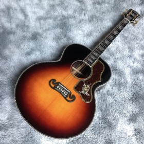 Custom Handmade and Engraved Design 43 Inch Jubmo Mould Solid Back Side Acoustic Guitar in Sunburst Color