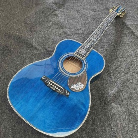 Custom 40 Inch OM Body Acoustic Guitar Water Ripple in Blue