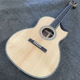 Custom OO-45 5A AAAAA Solid Wood Cutaway Acoustic Guitar with Ebony Fingerboard 12 Frets 43mm Width Nut, Accept Guitar OEM