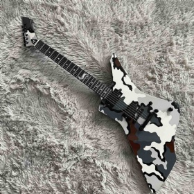 Custom Snake Byte James Hetfield Signature Camo Electric Guitar with 9V Active Pickup, EMG Pickups, Black Hardware