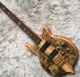 Custom 4 Strings Neck Through Body Alembic Style Electric Bass Guitar Tree Burl Top