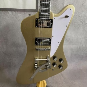 Custom GB Style Gold Color Firebird Electric Guitar Solid HPL Fretboard HH Pickups Mahogany Body