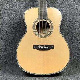 Custom Martin Style OM Style 42 Solid Spruce Cedar Top Acoustic Guitar Real Abalone Inlay with Vintage Gold Tuner