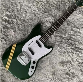 Custom Fender Mustang Style Electric Guitar Metallic Green S-S Pickups Chrome Hardware