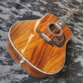 Custom 41 Inch Dreadnought D Body Ebony Fingerboard Abalone Binding Life Tree Inlaid All Solid Koa Wood Acoustic Guitar