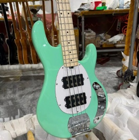 Custom Green color four-string MUSICMAN type bass, full-body, basswood body, rosewood fingerboard