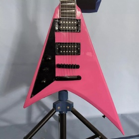 Left-Handed Pink Swallow Tail V Solid Body Electric Guitar Open Pickups 22Fret