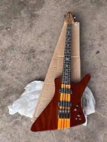 Custom 24 Fret Neck Through Body Abalone Neck Inlay 8 Strings Electric Bass Guitar