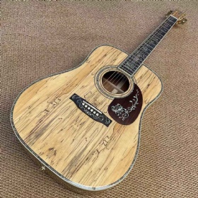 Custom Martin Style 41 Inch Dreadnought D-45R Type Rotten Wood Acoustic Guitar with Abalone Inlays Rosewood Fingerboard