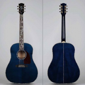 Custom Gibson Style Solid Adirondack Spruce Top Solid Tiger Maple Back Side J-45 Acoustic Guitar in Blue