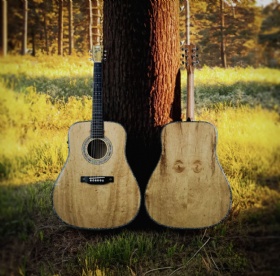 Custom 41 Inch Gold Phoebe Handcrafted All Solid Vintage Dreadnought Acoustic Guitar with Bone Nut Saddle Pins, 43mm Nut Width X Bracing