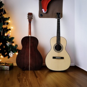 Custom O-28 O Body Parlor All Solid Acoustic Guitar Short Scale Guitar 12 Frets Joint Herringbone Binding