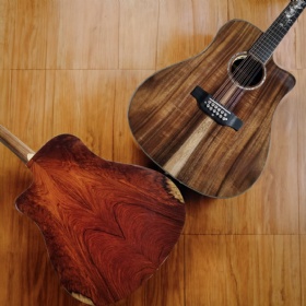 Custom 12 Strings Solid Cocobolo Back Side Cutaway Acoustic Guitar D-45C Dreadnought Guitar