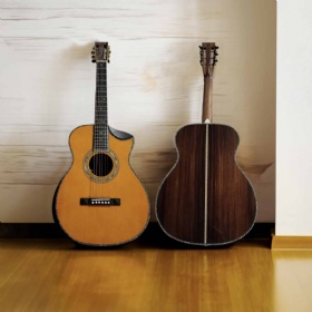 Custom OM-45 Body 12 Fret All Solid Wood Slot Headstock Cutaway Acoustic Guitar 
