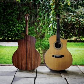 Custom Premium All Solid Wood Light Weight Thin Body OOO, OM Size Cutaway Acoustic Guitar 12 Frets