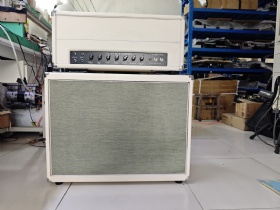 Custom Hiwatt Clone DR504 50W Guitar Amp Head JJ Tubes with 112 1x12 Combo V30 Speaker Cabinet in Cream White