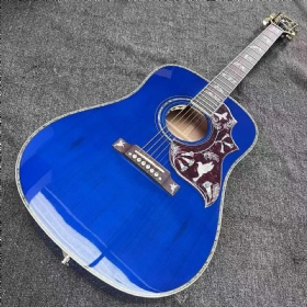 Custom GB Gibson Style Doves in Flight Viper Blue Acoustic Guitar, Flamed Maple Back Side, Accept Guitar OEM