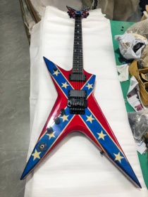 Custom Washburn Dime Dean Red 6 Strings Electric Guitar, Blue Star Stripe Pattern, Rosewood Fingerboard