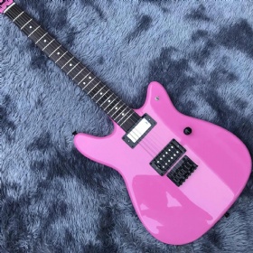 Custom Ibanez Style Pink Special-Shaped Electric Guitar, Passive Closed Type Pickup, Semi-Closed Knob String Winder, Mahogany Back/Side and Body Material, Rosewood Fingerboard, 22 Tone Position