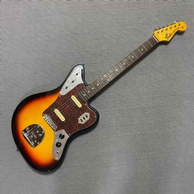 Custom Fender Leopard Jaguar Style Electric Guitar in Sunburst, IN STOCK