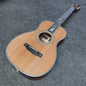 Custom Martin 0-18 Style Cedar Top Acoustic Guitar, Solid KOA Back Side, Abalone Binding, Life Tree Inlay, Slotted Headstock, O OO OOO Body Acoustic Guitar OEM