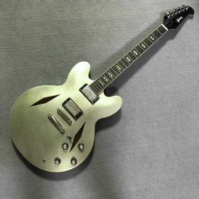 Custom Gibson Dave Grohl Signature DG-335 Style Electric Guitar with Metallic Silver Spray Painting