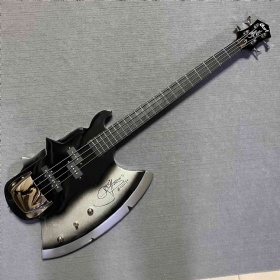 Custom 4 Strings Axe Bass Gene Simmons Electric Guitar Bass Rosewood Fretboard Black
