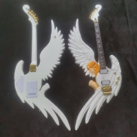 Custom Handmade Angel Style Electric Guitar Rose Inlay Body Abalone Flower Inlay Fretboard Gold Tremolo Bridge Whammy Bar