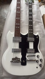 Custom Gibson SG Style Mahogany Body Double Neck 4/6 Strings Electric Guitar in White