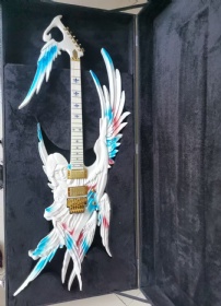 Custom HandCrafted ESP Angel Style Electric Guitar in White with LED Light