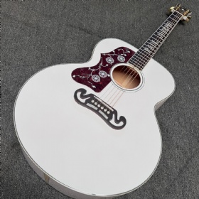 Custom GB Gibson SJ200 43 Inch Jumbo Style Left Handed Acoustic Guitar in White