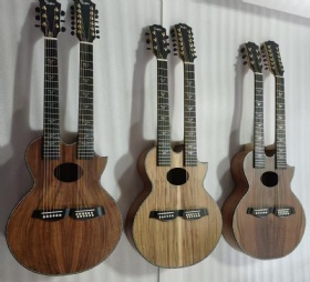 Custom Taylor Style Ritchie Sambora Model 6/12 Strings KOA Wood Double Neck Acoustic Guitar Solid KOA 6+12 Strings Acoustic Guitar in Matte Finishing with Ebony Fingerboard