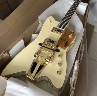 Custom 2021 Cream Billy Bo Type Electric Guitar G Solid Wood Guitar with Gold Bigsby Bridge