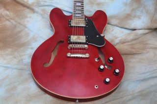 Custom GLP Semi Hollow Body 335 Electric Guitar Red Jazz Gutiar with Semi-Glossy Light Aged Color