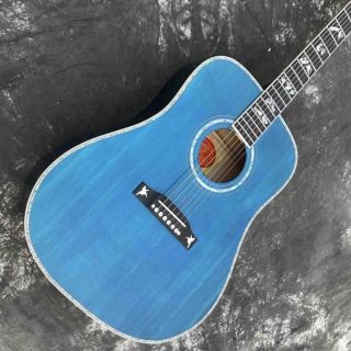 Custom Grand Hummingbird Vipe Blue Acoustic Guitar Ebony Fingerboard