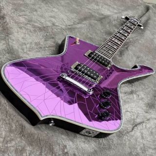 Custom Purple Gold Sliver Cracked Mirror ICEMAN Stanley Electric Guitar Abalone & Cream Body Binding Guitar