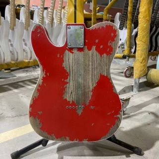 Custom TL TELE Aged Electric Guitar Red Color Rosewood Fingerboard Double Binding