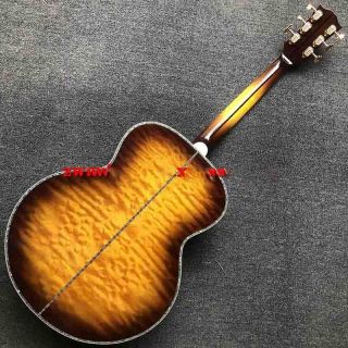 Custom Tobacco Color Flamed Maple Back Side Abalone Binding 42 Inch Jumbo Acoustic Guitar